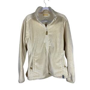 Womens L.L. Bean sherpa White full zip sweater size Large